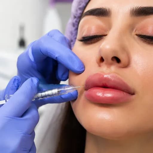 ژل لب و ورم در لحظه ی تزریق